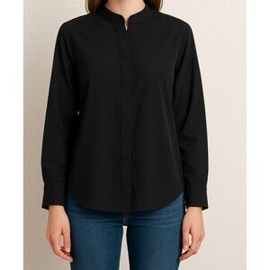 Doc and Amelia Womens Black Long Sleeve Blouse Size S Minimalist Style